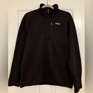 Men’s Patagonia Better Sweater- 1/4 Zip with zip pocket beside logo.